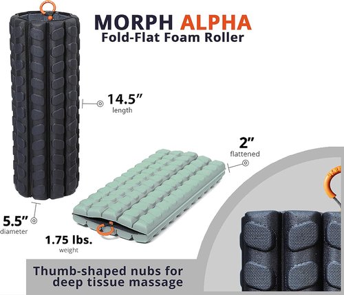 Brazyn Morph Foam Roller - Collapsible Travel Foam Roller for Back Pain Relief & Muscle Recovery | Sage