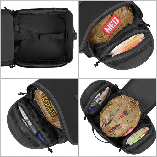 FRTKK Tactical Helmet Bag - Multi-Purpose Molle Pouch with USA Flag Patch & 2 Straps | Black