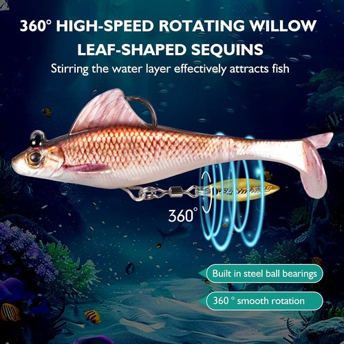 FONMANG Swim Baits for Bass Fishing - Pre-Rigged Soft Plastic Lures | 2.5/3.5 Inch Paddle Tail Design