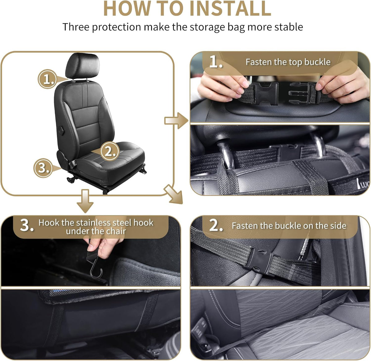 LUCMO Car Backseat Organizer with Touch Screen Tablet Holder, Black | 2 Pcs,9 Storage Pockets,Clear Tablet Holder,Protectors Kick Mats,Travel Accessories,Seat Cover,Road Trip Essentials