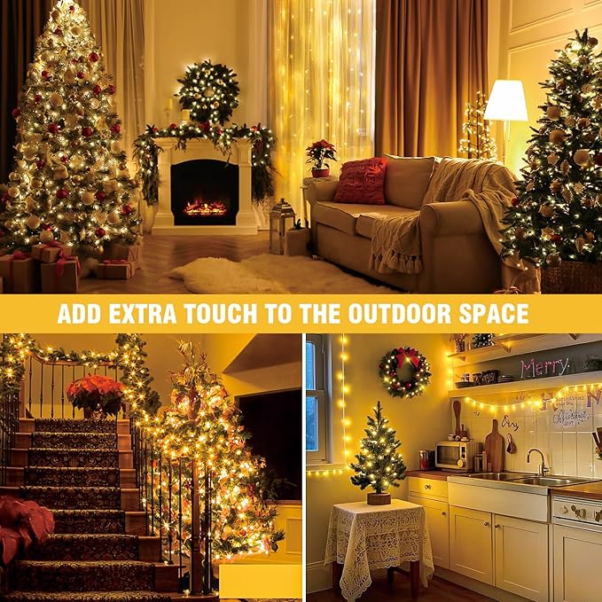 210 LEDs Warm White LED String Lights – 70FT Transparent Wire, Waterproof & Connectable Christmas Tree Lights for Indoor Outdoor Holiday Décor