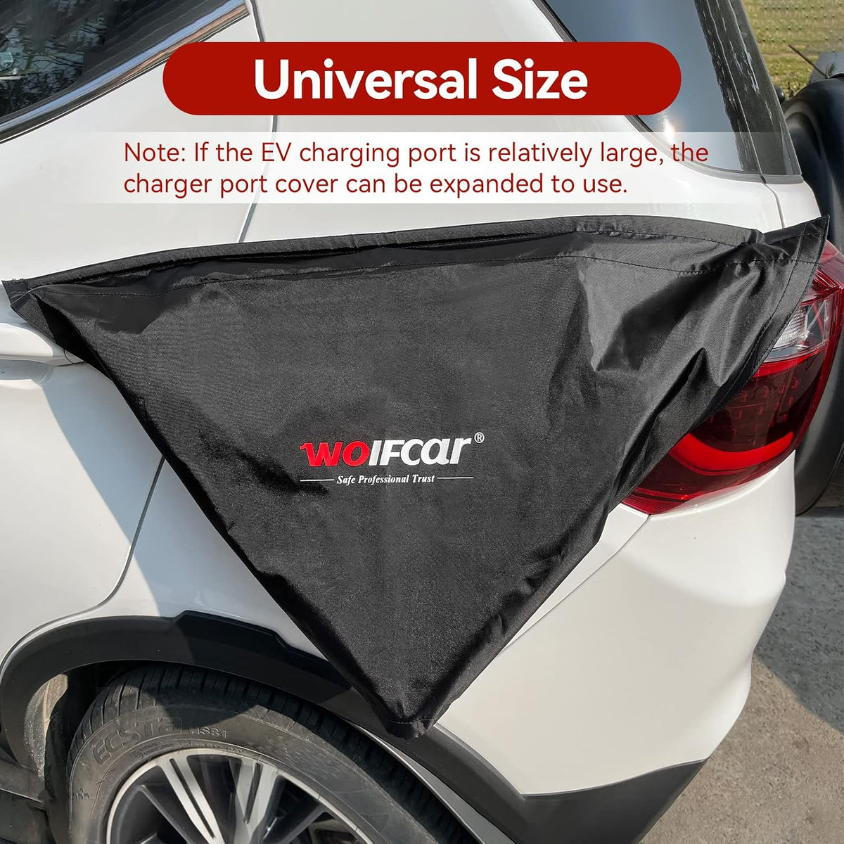 WOLFCAR EV Charger Cover, Waterproof EV Charging Port Cover Outdoor, Double-Sided, Rain Snow Sun UV All Weather Protection, Magnetic with Suction Cups for Any EV Body, Kingsize