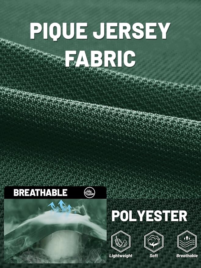TACVASEN Mens Polo Shirt Short Sleeve Tactical Performance Collared Work Golf Shirts Dry Fit Pique Polos for Summer