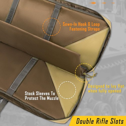 DULCE DOM Double Rifle Case - Soft Gun Bag for Rifles & Pistols | Tactical Storage Backpack (32-52 Inch)