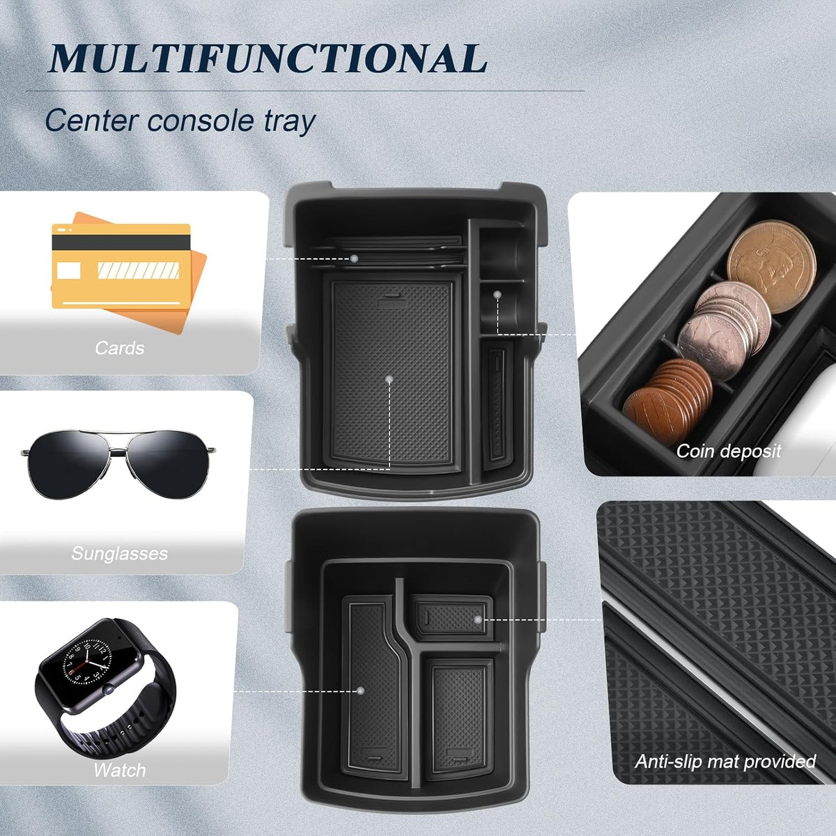 BIBIB0 for 2024 2025 2026 2027 Hyundai Kona Center Console Organizer Daul
