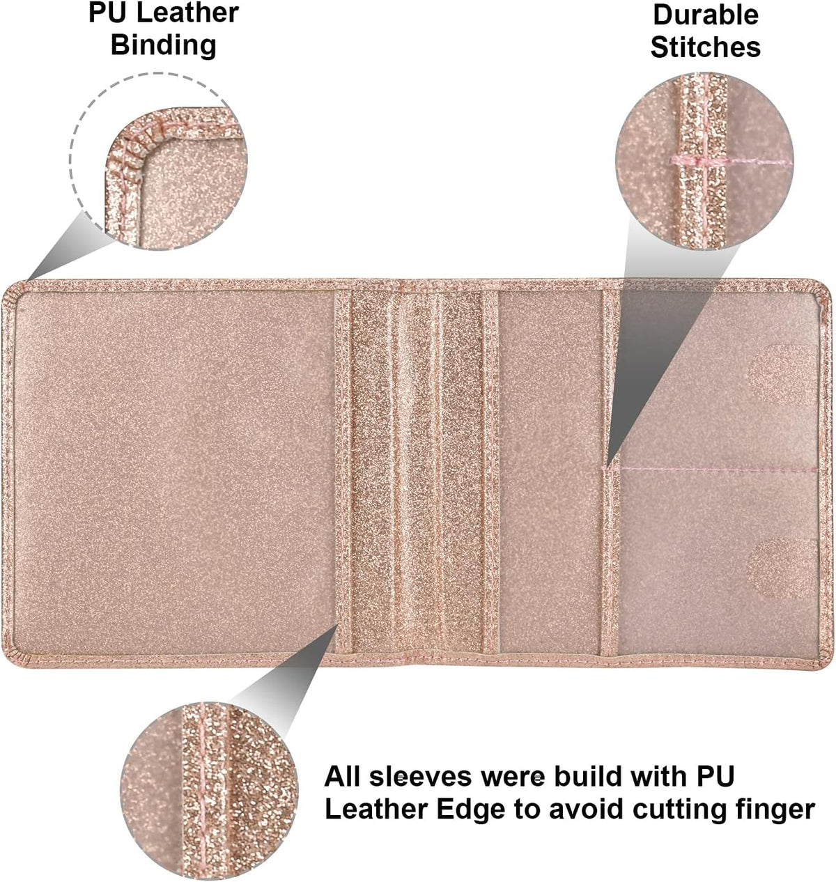 Cacturism Car Registration and Insurance Holder, Vehicle Glove Box Car Organizer Men Women Wallet Accessories Case for Cards, Essential Document, Driver License, Bling Rose Gold