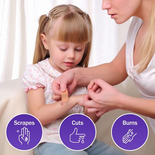 Adhesive Bandage - Box of 100 1" Flexible Sheer Plastic Bandages for Cuts, Scrapes, Burns - Latex Free, Sterile Small Bandages