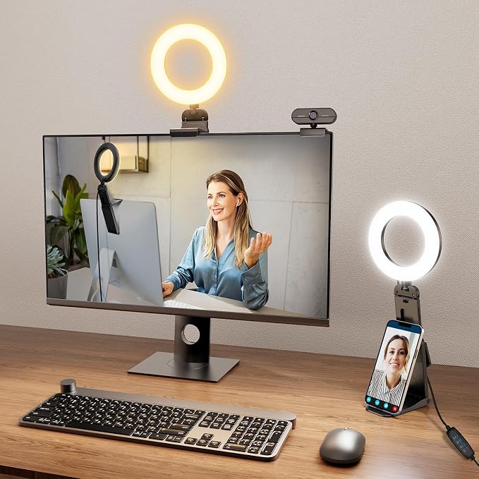 Evershop Ring Light for Laptop Desk Clip On, Small Computer Video Conference