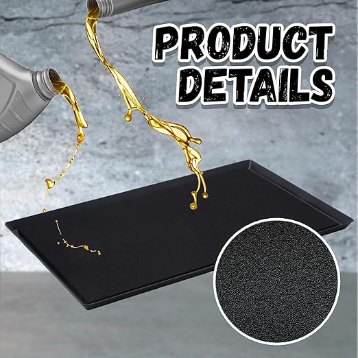 Uiifan 2 Set 47 x 29.3 x 1.6 Inch Oil Drip Pan with Thickened No Splatter Pad for Under Car Extra Large Oil Drip Tray for Automotive Garage Machinery Supplies