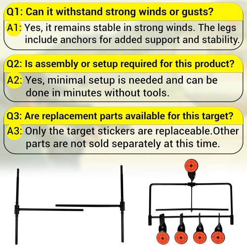 ARSUK Self-Resetting Air Rifle Target - Heavy-Duty Metal Frame for Precision Shooting | Compatible with .177 & .22 Caliber Pellets