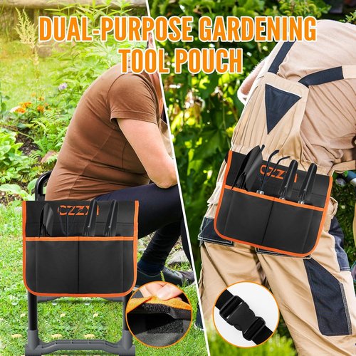 CZZXI Garden Kneeler and Seat - Heavy Duty Gardening Stool with Tool Pouch | Comfortable and Durable Design