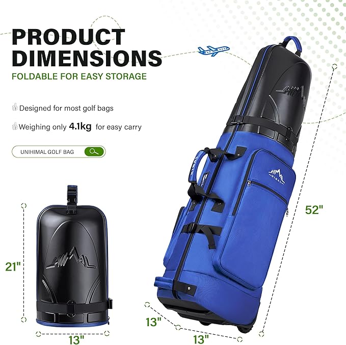 Golf Travel Bag with Hard Case Top, 1680D Heavy Duty Oxford Golf Club Travel Bags for Airlines with Wheels Easy to Maneuver