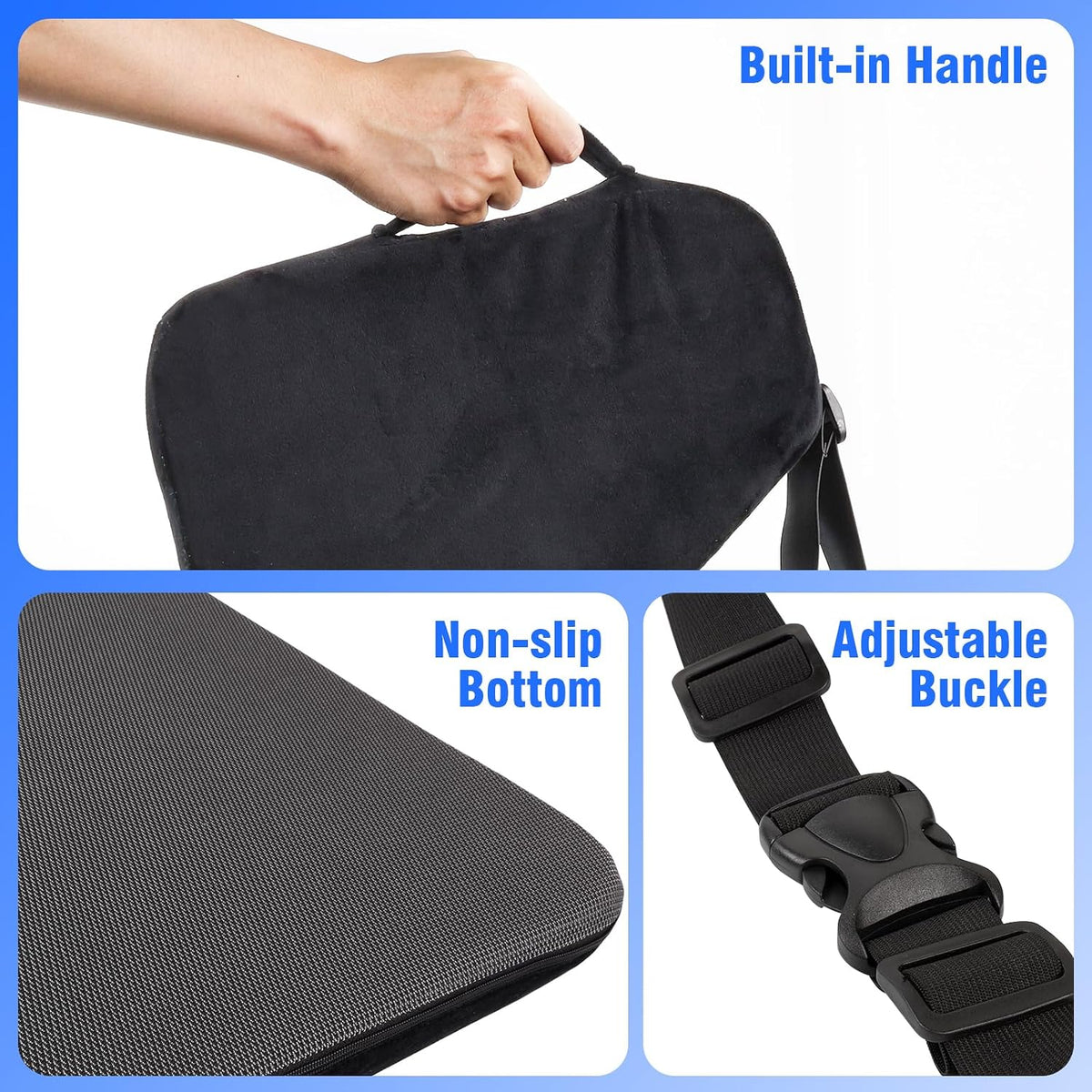 Car Seat Cushion for Driving, Wedge Car Cushion for Home Office Travel Long Sitting, Soft Comfortable Support for Sciatica Tailbone, Pain and Pressure Relief, Non-Slip(Black)