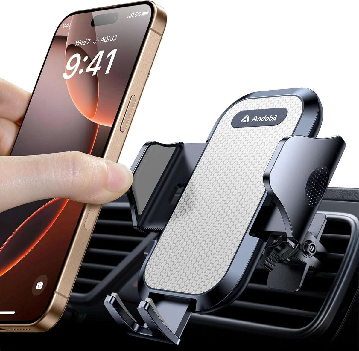 andobil 2026 Upgraded Car Phone Holder Mount, Military-Grade Phone Holders for Your Car Vent Stable Metal Clip Universal 360° Cell Phone Car Mount for iPhone 18 Pro Max 17/16/15/14/13/ Samsung, Purple