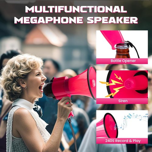 MyMealivos 30W Megaphone - Adjustable Volume Control & Siren | 800 Yards Range for Sports Events