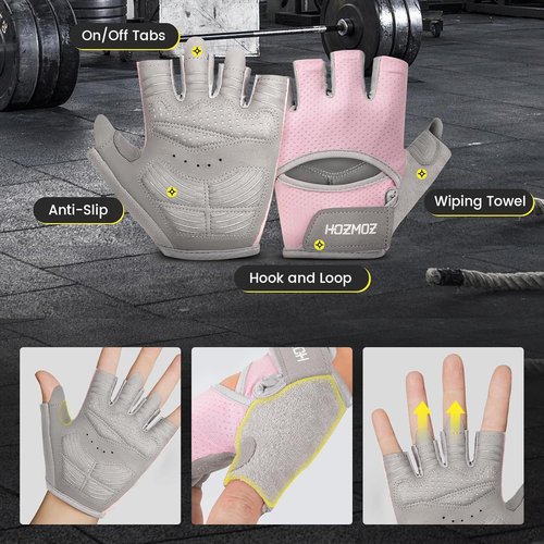HOZMOZ Weight Lifting Gloves - Thick Padded Gym Gloves with Full Palm Protection & Grip for Men and Women