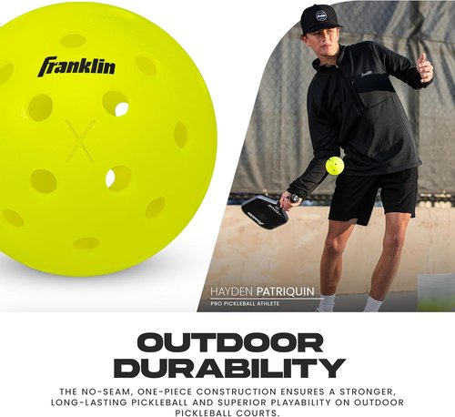 Franklin Sports X-40 Outdoor Pickleballs - Official USA Pickleball Tournament Balls | Regulation Size