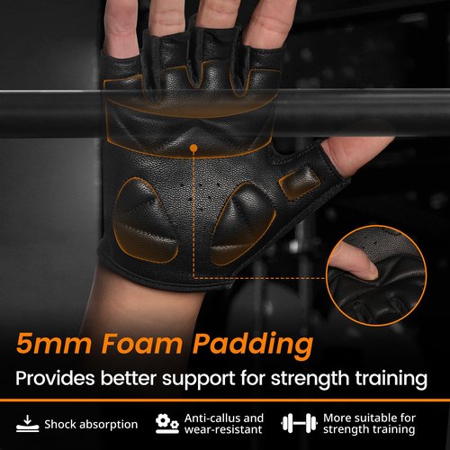 ATERCEL Premium Leather Workout Gloves for Men and Women, Suitable for Weightlifting, Gym, Cycling (Black, X-Small)