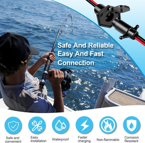 Minn Kota Trolling Motor Plug - Professional Waterproof 12V-24V Quick Connect | 8 Gauge 2 Wire Receptacle