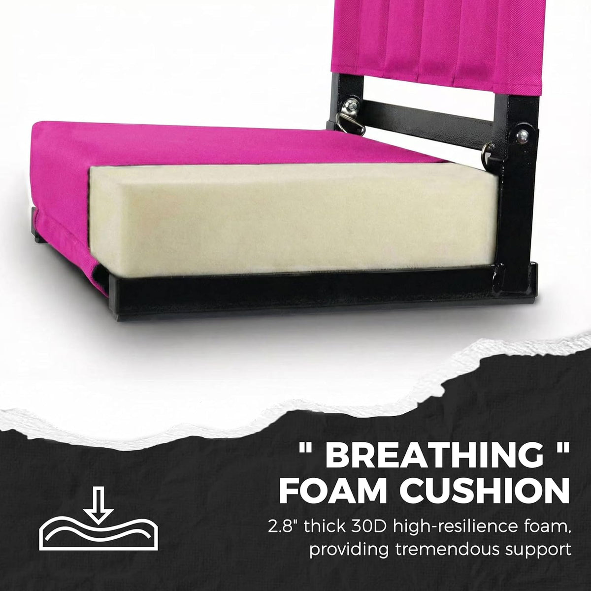 Sport Beats Stadium Seats - Comfortable Bleacher Chairs with Back Support & Thick Padding | Pink, 1pc Regular - 17" W x 12" D x 16.5" H
