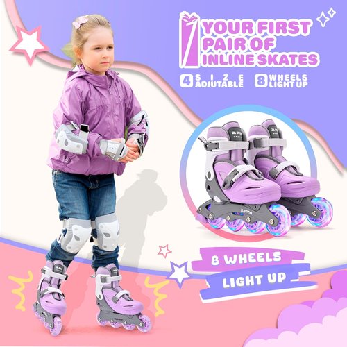 2PM SPORTS Inline Skates - Adjustable Light-Up Roller Skates for Kids Ages 4-12 | Perfect for Beginners