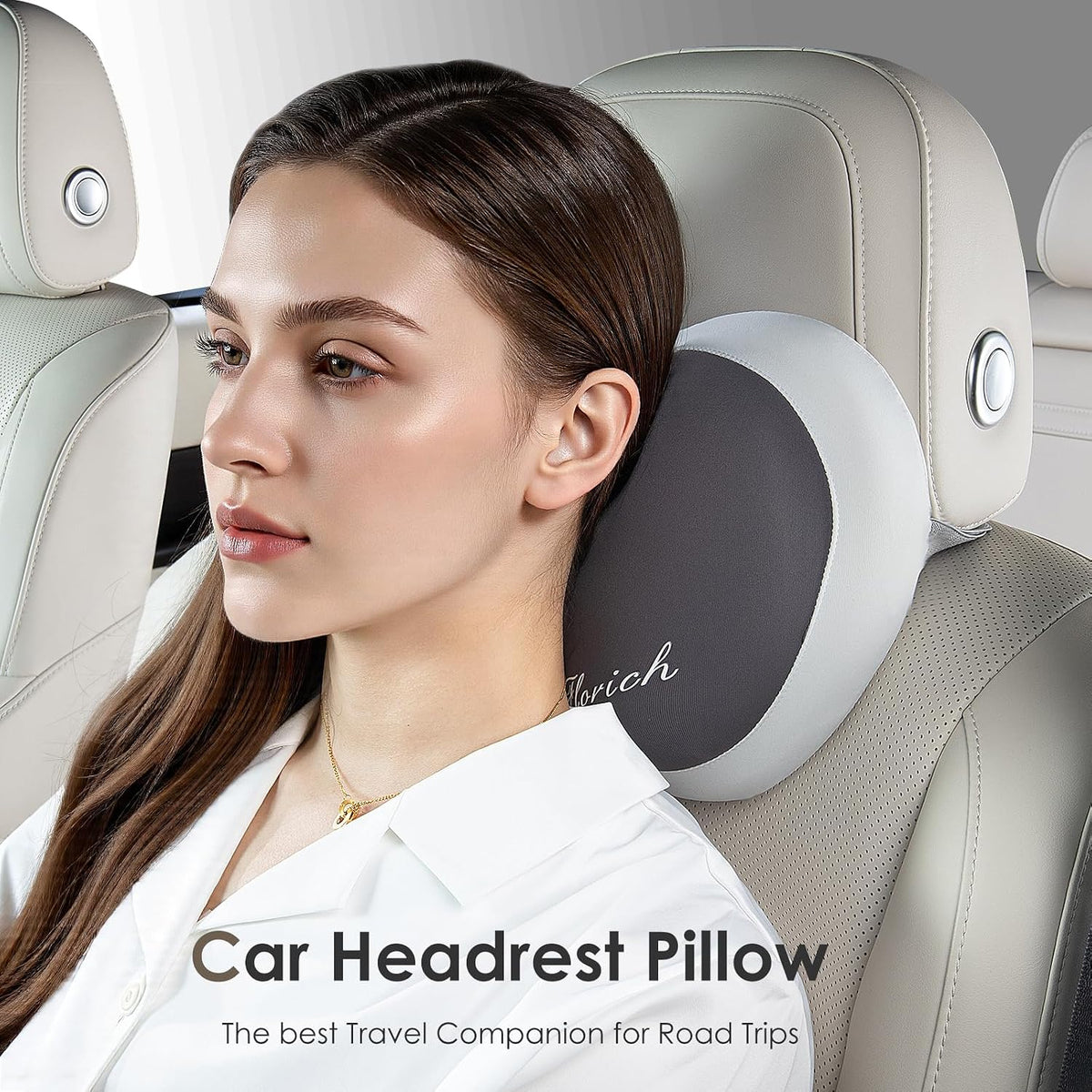 FLORICH Lumbar Support with Car headrest Back Pillow for Chairs Headrest Pillow for Car Ergonomic Ultrathick Memory Foam Back Pillow for Office Chair-Dark Beige Grey