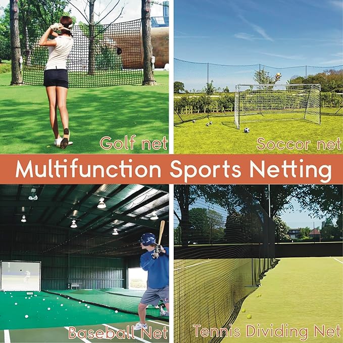 Golf Practice Net,Heavy Duty Nylon Golf Hitting Net,Golf Net Outdoor Indoor with Wire Hanging Kit,Golf Nets for Backyard Driving，Golf,Baseball, Hockey, Soccer（10/15/20/25/30ft
