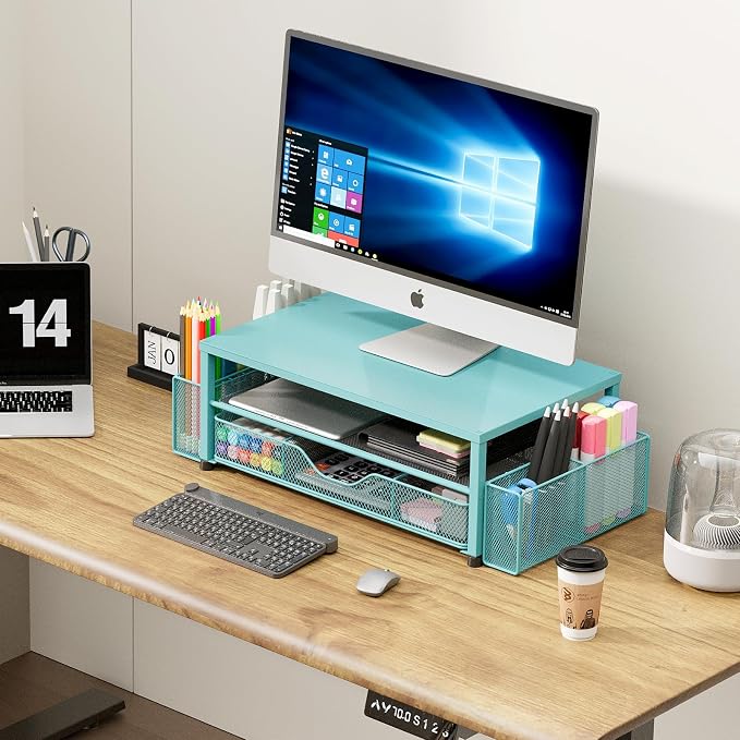 OPNICE Desk Organizers and Accessories, 2-Tier Computer Monitor Stand Riser