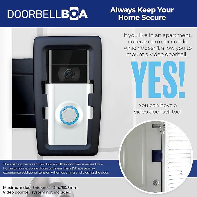 Anti-Theft Video Doorbell Door Mount, No Tools or Installation, Mounts Securely