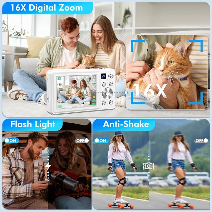 4K Digital Camera, 64MP Autofocus Vlogging Camera