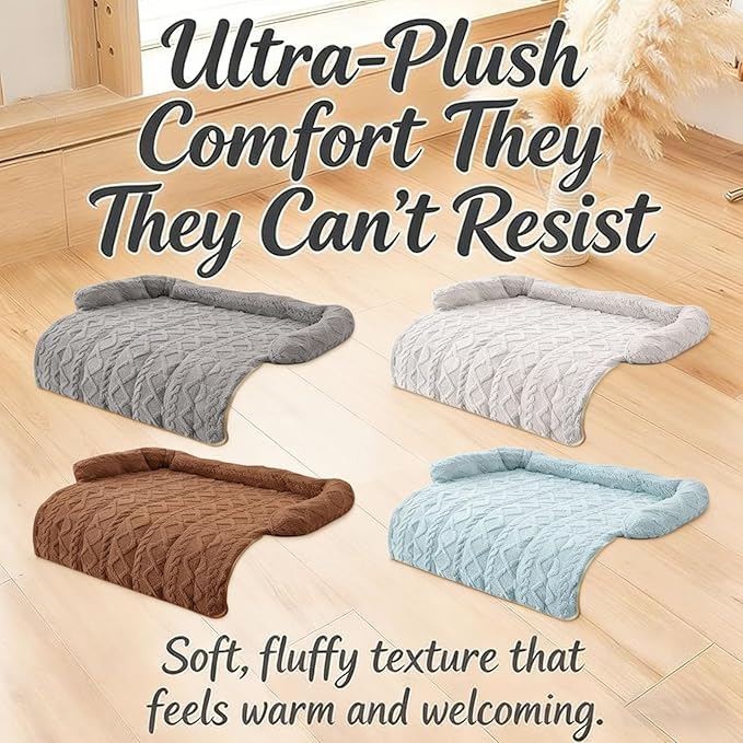 Dream Cloud Pet Sofa Bed for Couch, 2026 Upgraded Plush Washable Waterproof Non-Slip Pet Mat, Cozy Furniture Protector for Small Medium Dogs & Cats (Beige)