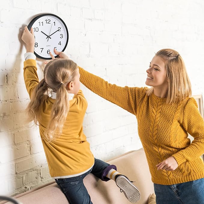 Inbagi 8 Pcs Wall Clock Bulk Large Silent Battery Operated Classroom Clocks