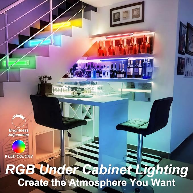 LEPOTEC RGBW Motion Sensor Night Light, 10'' Wireless Under Cabinet Lights LED Colored Sensor Lights Gift with Dimmable Brightness for Home Décor,Cabinet,Kitchen,Bedroom,Gaming Room,Party,Camping