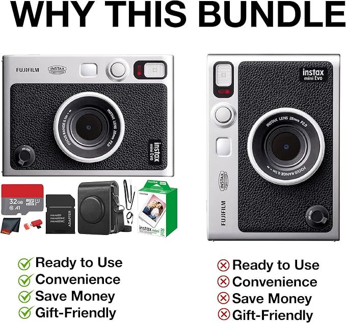 Fujifilm Instax Mini EVO Hybrid Instant Camera Bundle