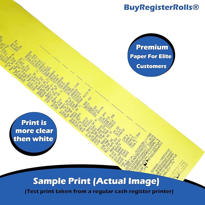 3 1/8 x 230 Yellow Thermal Paper Receipt Rolls fits all Clover POS Cash