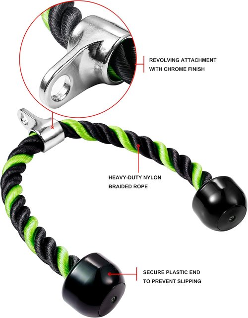 Deluxe Tricep Rope by [Brand Name] - Non-Slip Cable Attachment for Effective Gym Workouts | 27 & 36 Inch Length