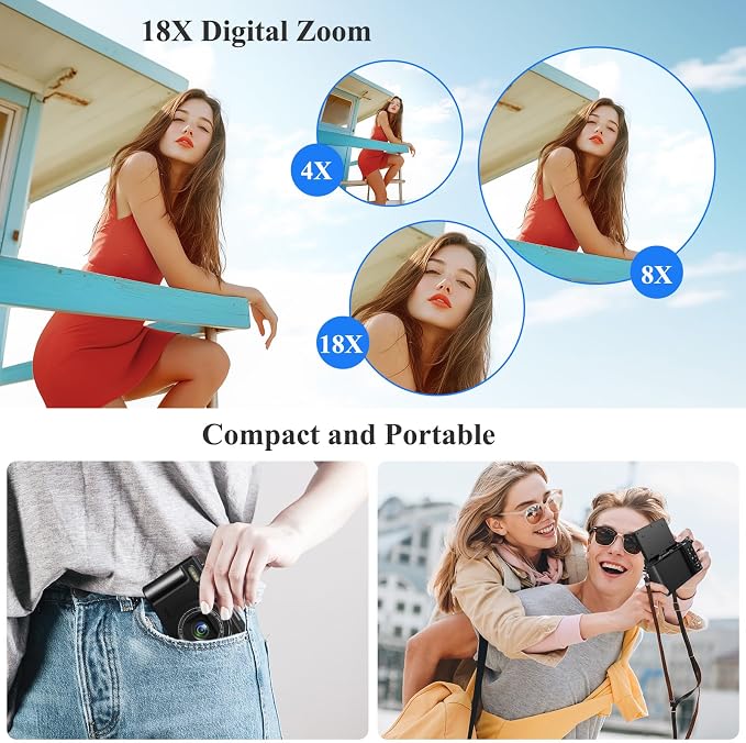 4K Digital Camera for Photography, 64MP Vlogging Camera for YouTube, WiFi Vlog