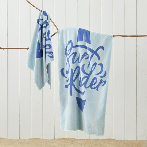 Great Bay Home 100% Cotton Beach Towels - Absorbent 30 x 60" Blue Pool Towels for Adults & Kids - Quick Dry (Surf)