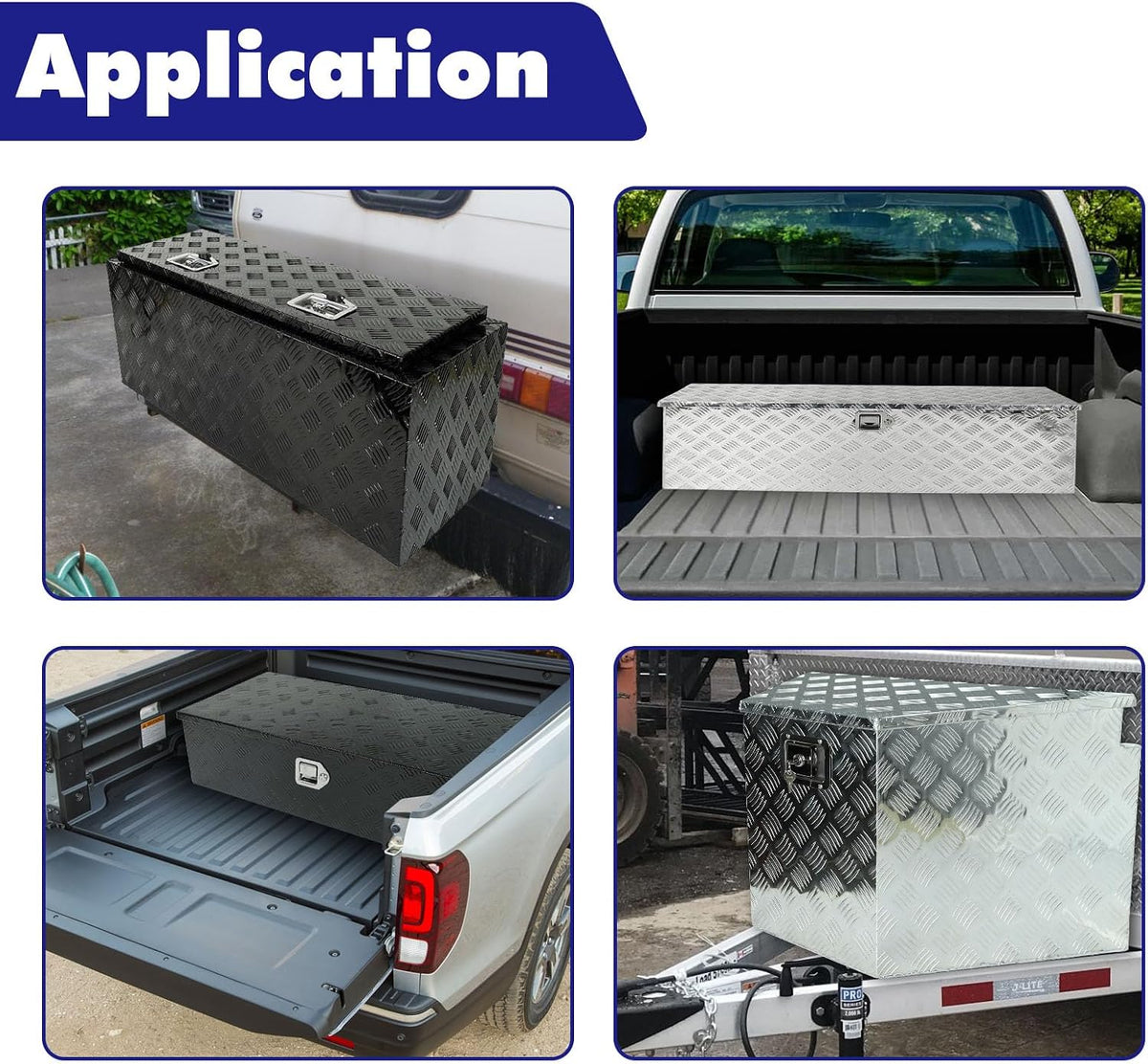 29"X16.5"X18" Silver Aluminum Pickup Truck Bed Trunk Storage Trailer Tongue Tool Box with Lock and Key 5 Bar Tread