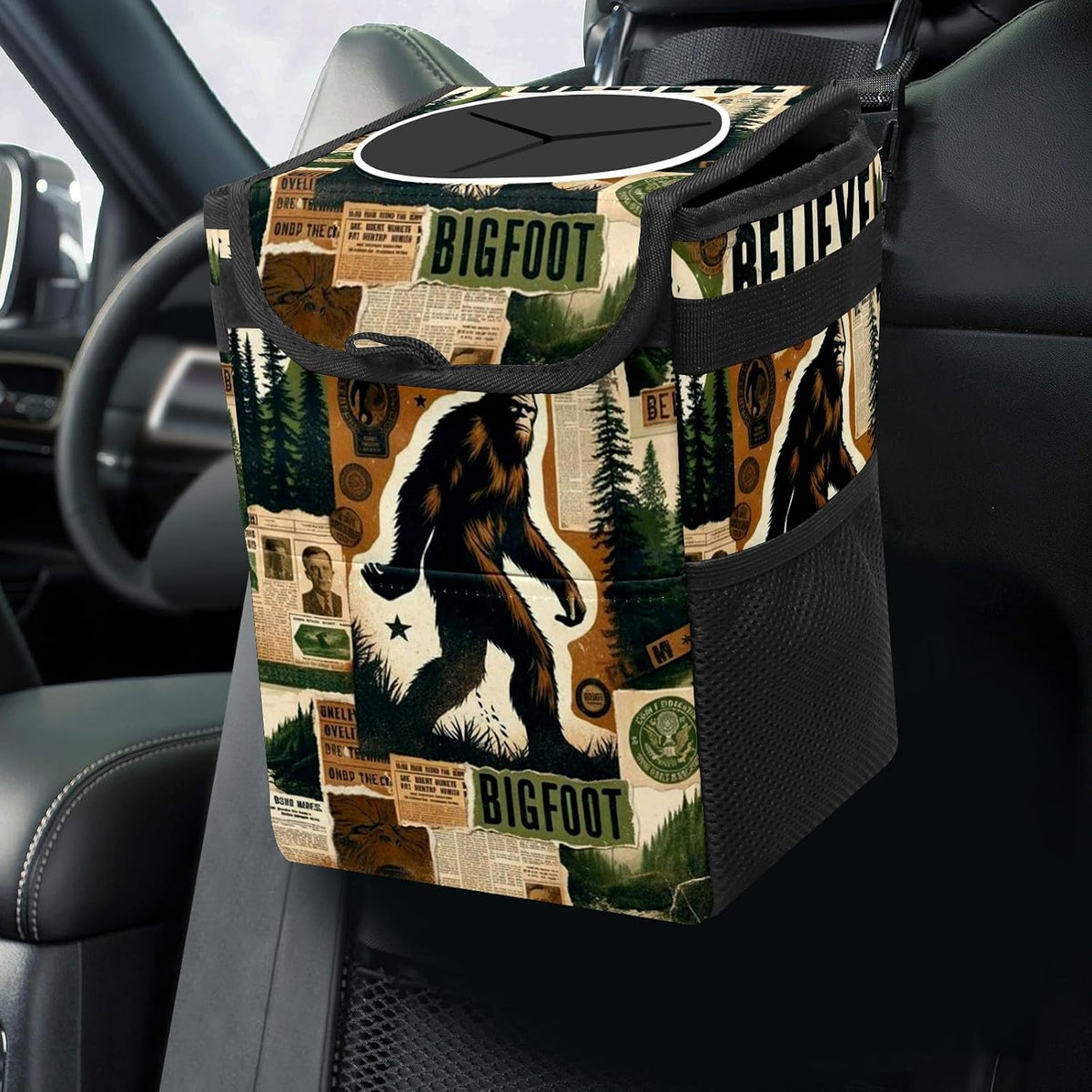 Bigfoot Car Trash Can with Lid Collapsible Reusable Waterproof Car Garage Bag,Automotive Garbage Can,Car Accessories Interior Car Organizer