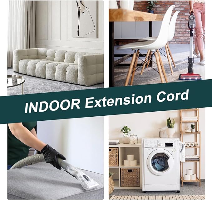 EP 3 Ft Heavy Duty Appliance Extension Cord - 14 Gauge 3 Prong Grounded Cable Wire, Ideal for Air Conditioners, Refrigerators, Microwaves, Washing Machines & More - Indoor Use, Gray