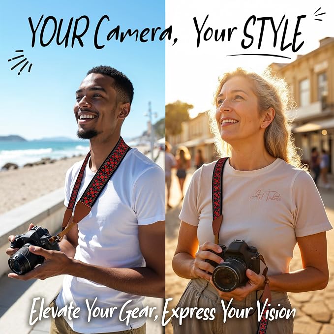 Art Tribute Camera Strap For Photographers Padded Universal Fit Neck Shoulder &