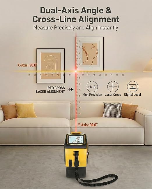 4-in-1 Digital Laser Tape Measure, 16FT Tape, 328FT Distance Meter | 33FT