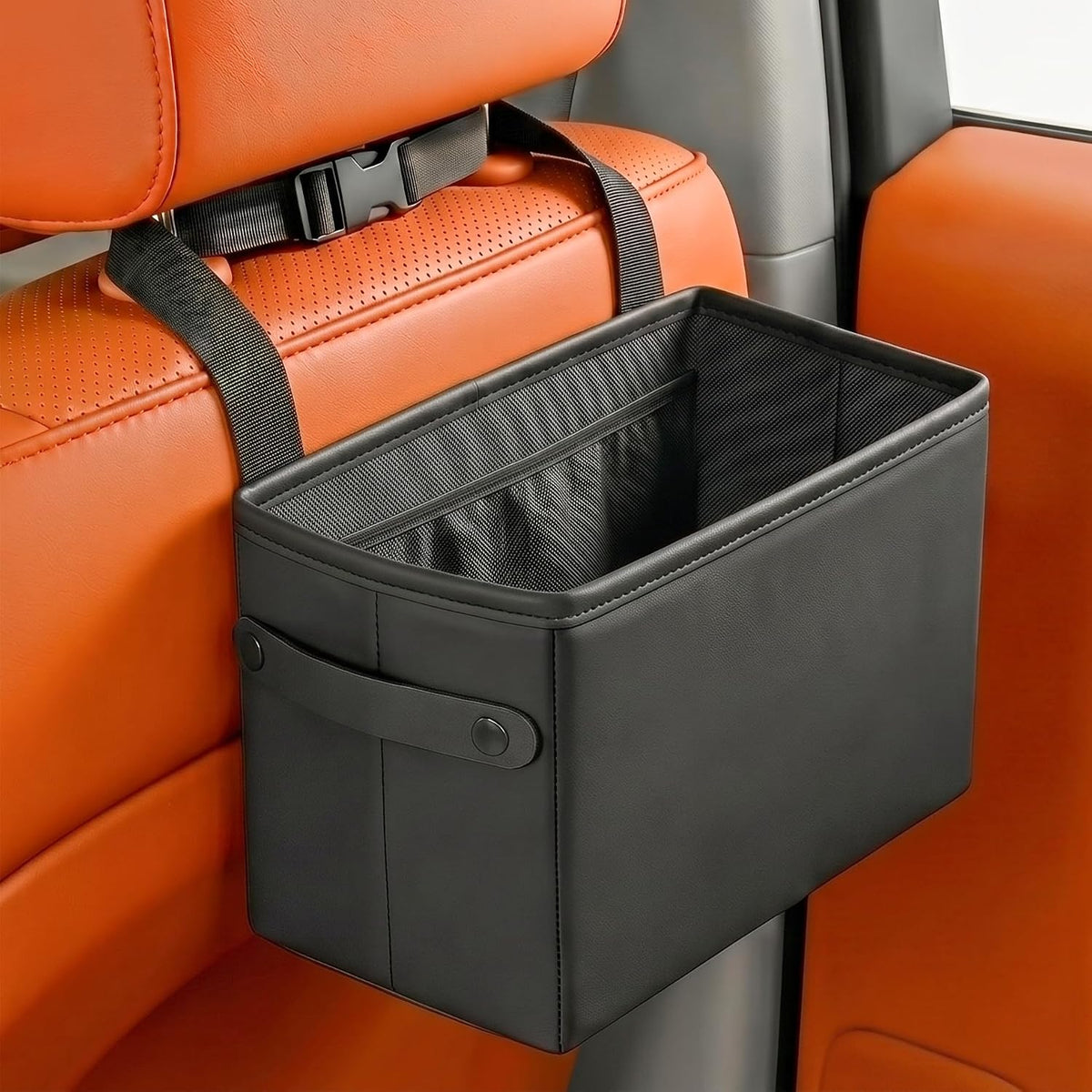 Car Seat Back Organizer, Hanging Leather Storage Caddy Kids, Black