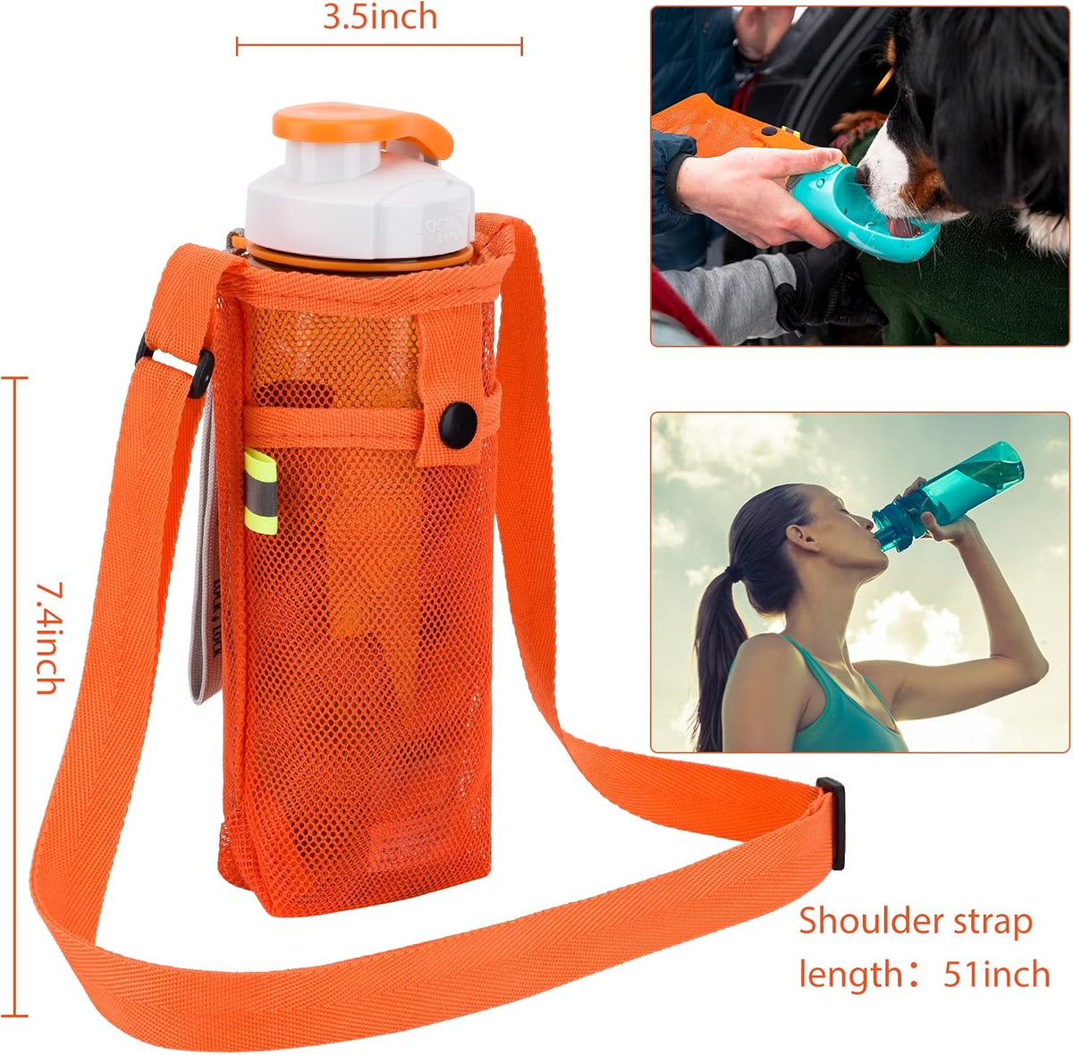 Tainehs Water Bottle Holder - Adjustable Shoulder Strap for Hiking, Gym, Camping & Travel