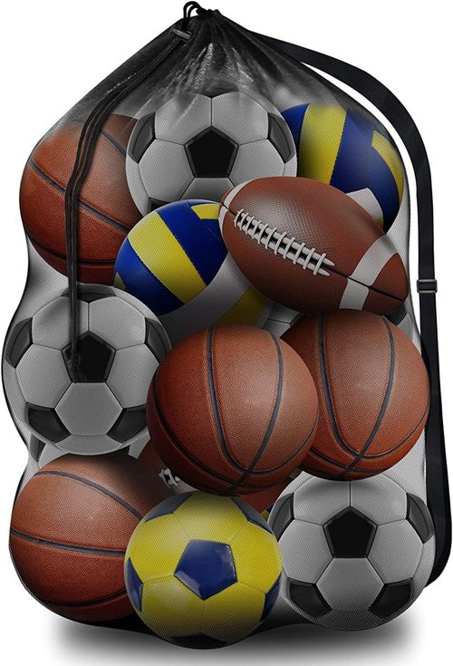 BROTOU Extra Large Sports Ball Bag - Mesh Design with Adjustable Shoulder Strap | Holds Soccer, Basketball, Volleyball (30” x 40”)