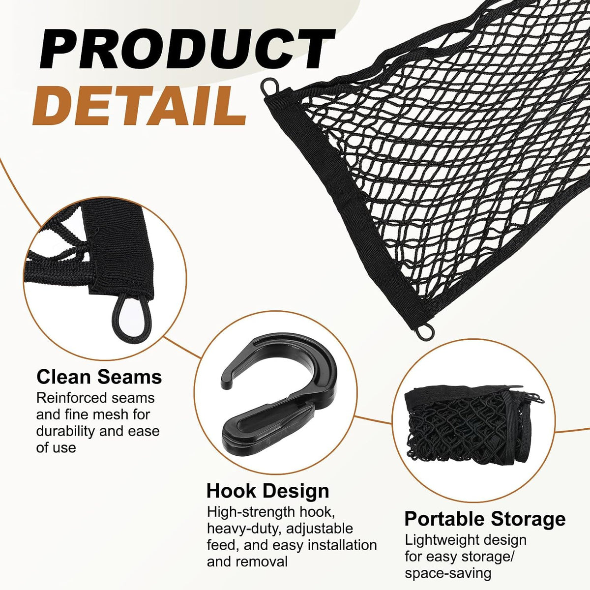 PATIKIL Truck Cargo Net, 28 x 20 Inch Polyester Adjustable Trunk Bed Net Stretchable Mesh Storage Organizer with 8 Hooks Universal for Pickup Trucks SUV Cars, Black