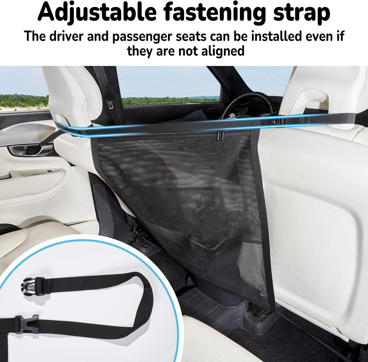 Dog Car Barrier,Pet Barrier with Larger Zipper Organizer Storage,Car Divider Net for Dogs,Dog Barrier for Car/SUV/Truck