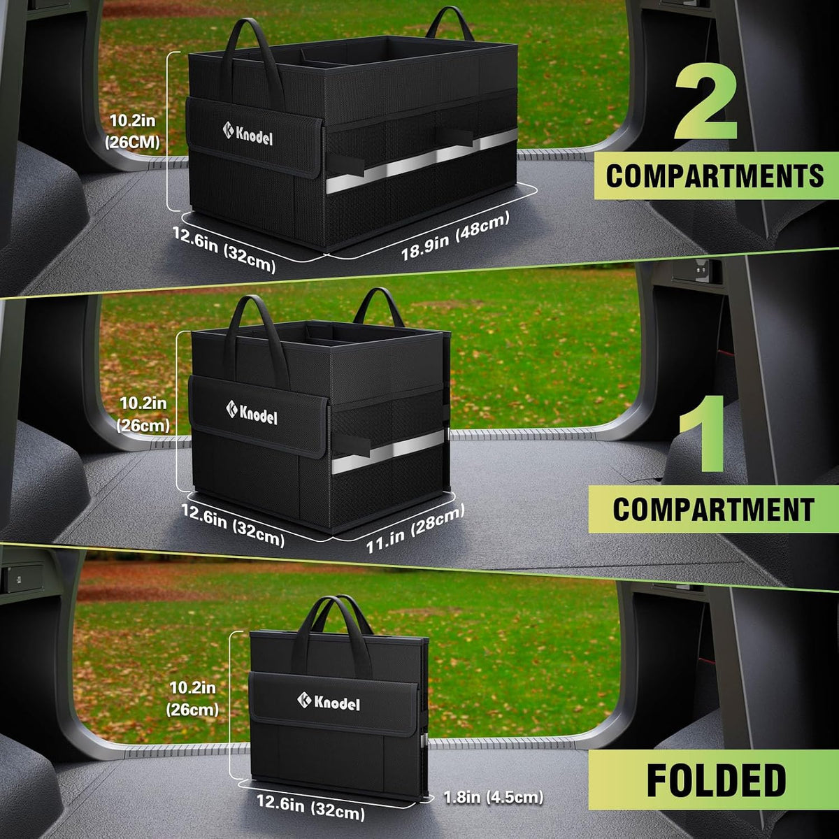 K KNODEL Trunk Organizer for Car, SUV, Truck and Sedan (Small, Black)