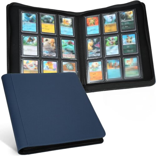 GERMUN Toploader Binder - Holds 324 Toploaders | 9 Pocket Double-Sided Storage for 3 x 4'' Cards - Diamond Blue